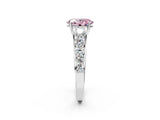 White gold Fancy Pink Oval Cut Brilliant Diamond Pavé Band with Six-Prong Setting_14