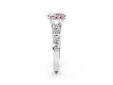 White gold Fancy Pink Oval Cut Brilliant Diamond Pavé Band with Six-Prong Setting_14