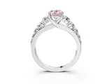 White gold Fancy Pink Oval Cut Brilliant Diamond Pavé Band with Six-Prong Setting_15