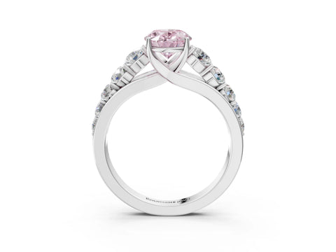 White gold Fancy Pink Oval Cut Brilliant Diamond Pavé Band with Six-Prong Setting_3