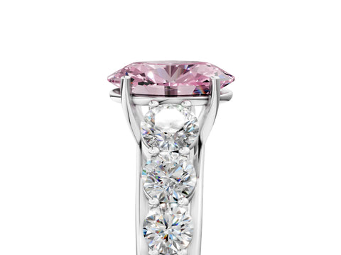 White gold Fancy Pink Oval Cut Brilliant Diamond Pavé Band with Six-Prong Setting_5