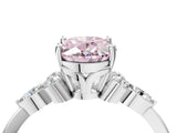 White gold Fancy Pink Oval Cut Brilliant Diamond Solitaire Ring with Pear Side Stones and Four-Prong Setting_10