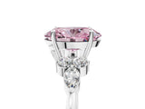 White gold Fancy Pink Oval Cut Brilliant Diamond Solitaire Ring with Pear Side Stones and Four-Prong Setting_11