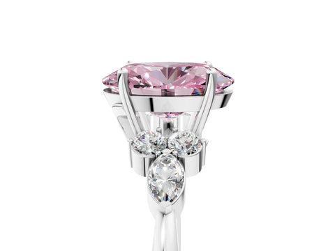 White gold Fancy Pink Oval Cut Brilliant Diamond Solitaire Ring with Pear Side Stones and Four-Prong Setting_11