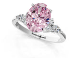 White gold Fancy Pink Oval Cut Brilliant Diamond Solitaire Ring with Pear Side Stones and Four-Prong Setting_7