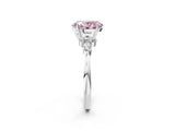 White gold Fancy Pink Oval Cut Brilliant Diamond Solitaire Ring with Pear Side Stones and Four-Prong Setting_8
