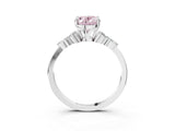 White gold Fancy Pink Oval Cut Brilliant Diamond Solitaire Ring with Pear Side Stones and Four-Prong Setting_9
