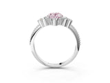 White gold Fancy Pink Oval Cut Brilliant Diamond with Cluster Setting on a Beaded Band and Four-Prong Setting_27