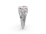 White gold Fancy Pink Oval Cut Brilliant Milgrain Filigree Diamond Ring with Square Prong Setting_26