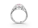 White gold Fancy Pink Oval Cut Brilliant Milgrain Filigree Diamond Ring with Square Prong Setting_27