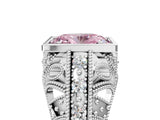 White gold Fancy Pink Oval Cut Brilliant Milgrain Filigree Diamond Ring with Square Prong Setting_29