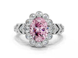 White gold Fancy Pink Oval Cut Brilliant Milgrain Pave Heart Band Solitaire Ring_12