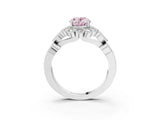 White gold Fancy Pink Oval Cut Brilliant Milgrain Pave Heart Band Solitaire Ring_15