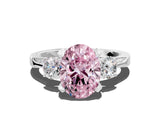 White gold Fancy Pink Oval Cut Brilliant Three-Stone Diamond Ring with Pavé Band and Four-Prong Setting_15