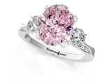 White gold Fancy Pink Oval Cut Brilliant Three-Stone Diamond Ring with Pavé Band and Four-Prong Setting_16