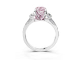 White gold Fancy Pink Oval Cut Brilliant Three-Stone Diamond Ring with Pavé Band and Four-Prong Setting_18