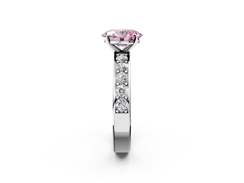White gold Fancy Pink Oval  Cut Channel Set Diamond Engagement Ring with Four-Prong Setting_220