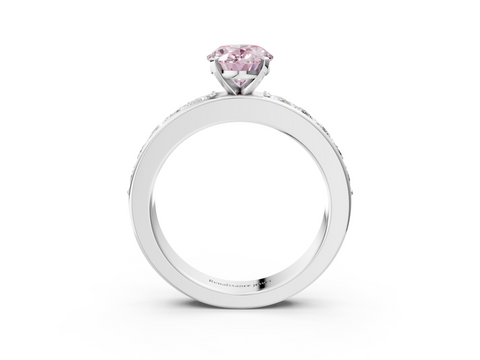 White gold Fancy Pink Oval  Cut Channel Set Diamond Engagement Ring with Four-Prong Setting_221