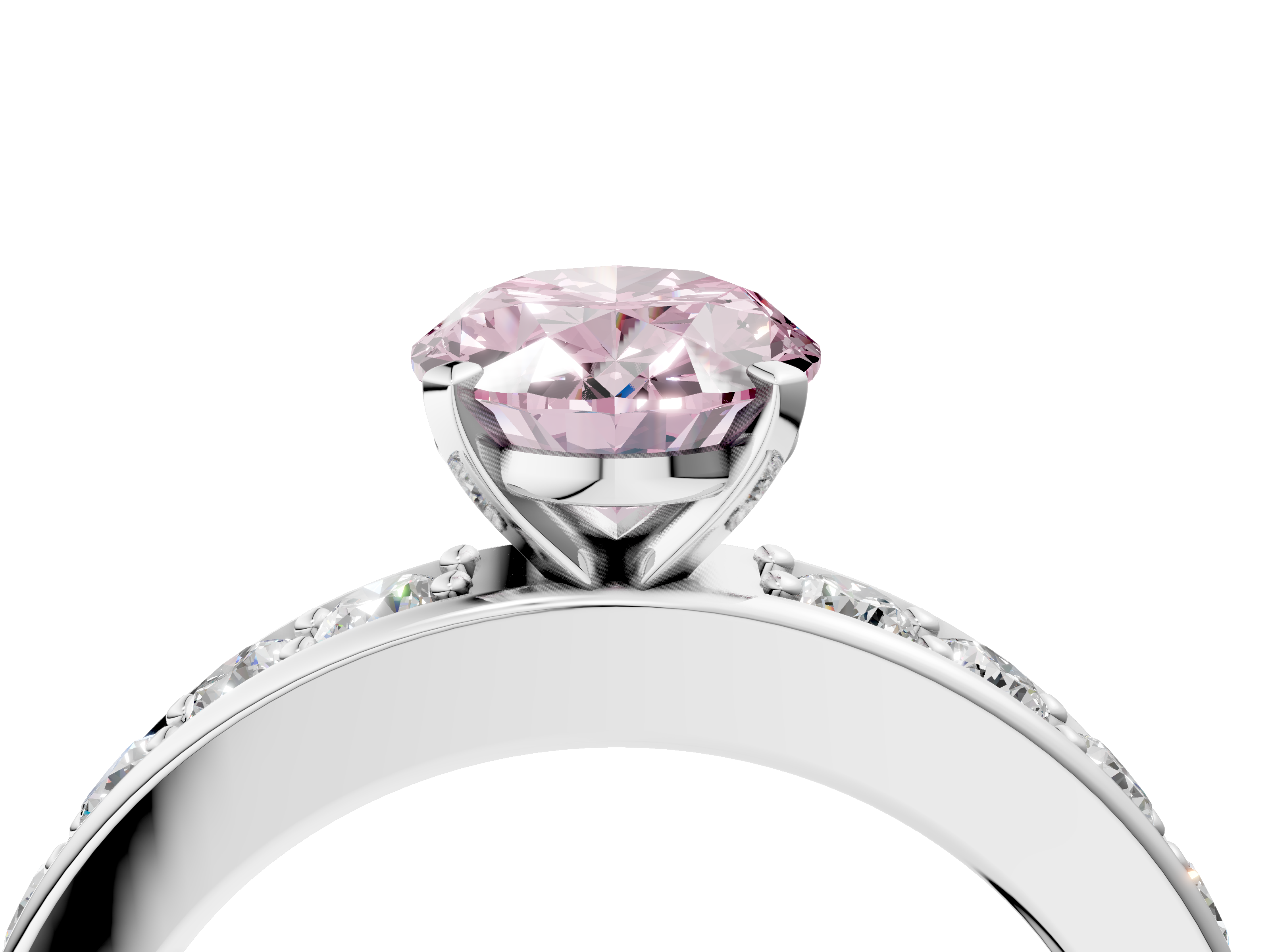 White gold Fancy Pink Oval  Cut Channel Set Diamond Engagement Ring with Four-Prong Setting_222