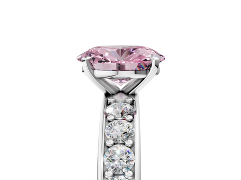 White gold Fancy Pink Oval  Cut Channel Set Diamond Engagement Ring with Four-Prong Setting_223