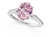 White gold Fancy Pink Oval  Cut Channel Set Solitaire Engagement Ring with Four-Prong Setting_236