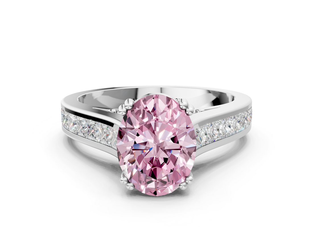 White gold Fancy Pink Oval  Cut Channel Set Solitaire Engagement Ring with Prong Setting_19