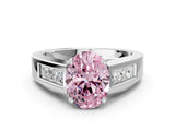 White gold Fancy Pink Oval Cut Cut Channel Set Solitaire Ring with Four-Prong Setting_12