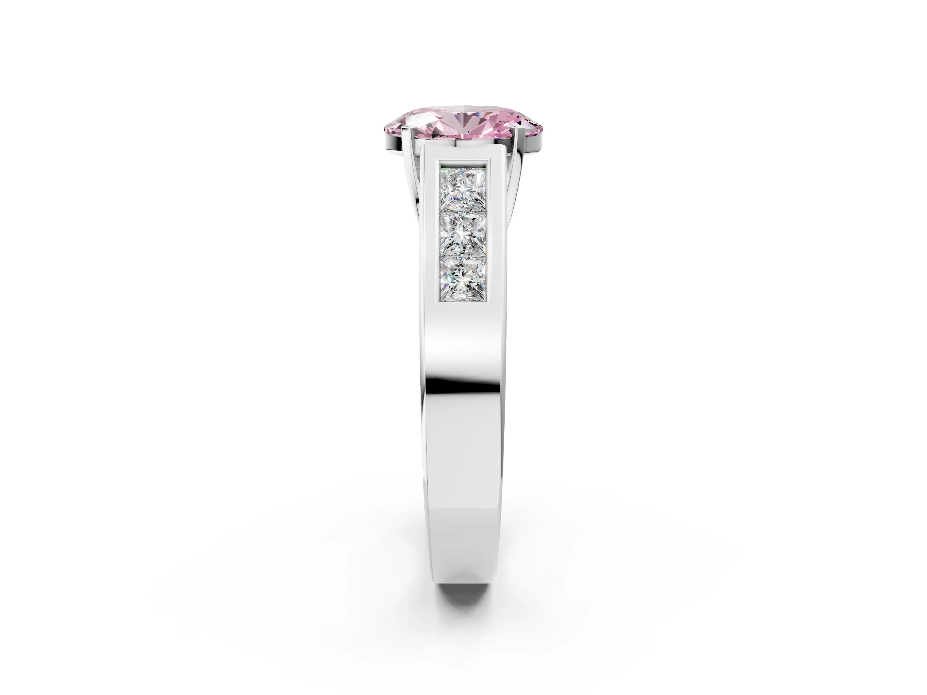 White gold Fancy Pink Oval Cut Cut Channel Set Solitaire Ring with Four-Prong Setting_14