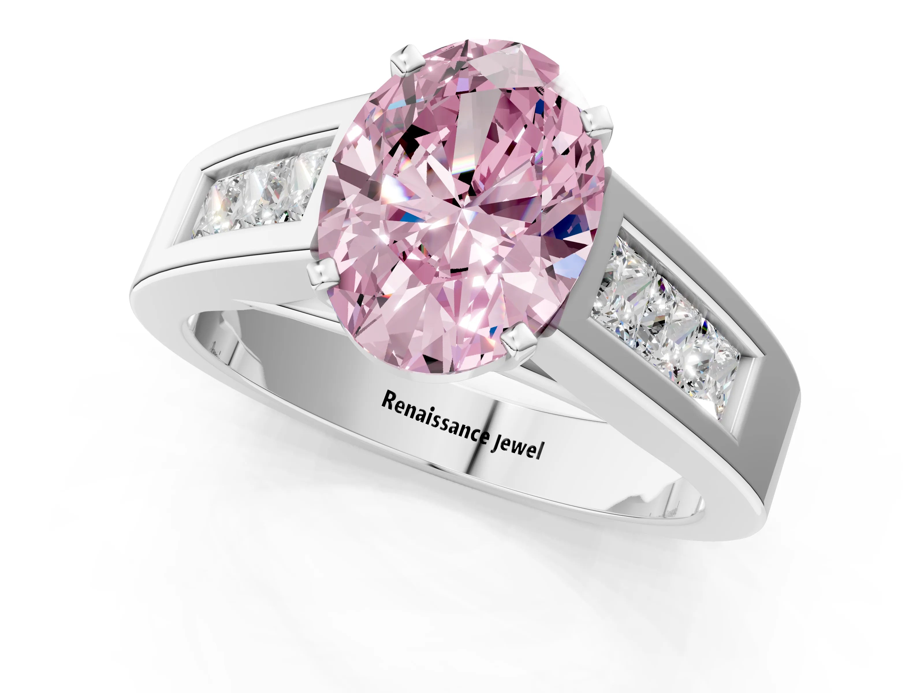 White gold Fancy Pink Oval Cut Cut Channel Set Solitaire Ring with Four-Prong Setting_1