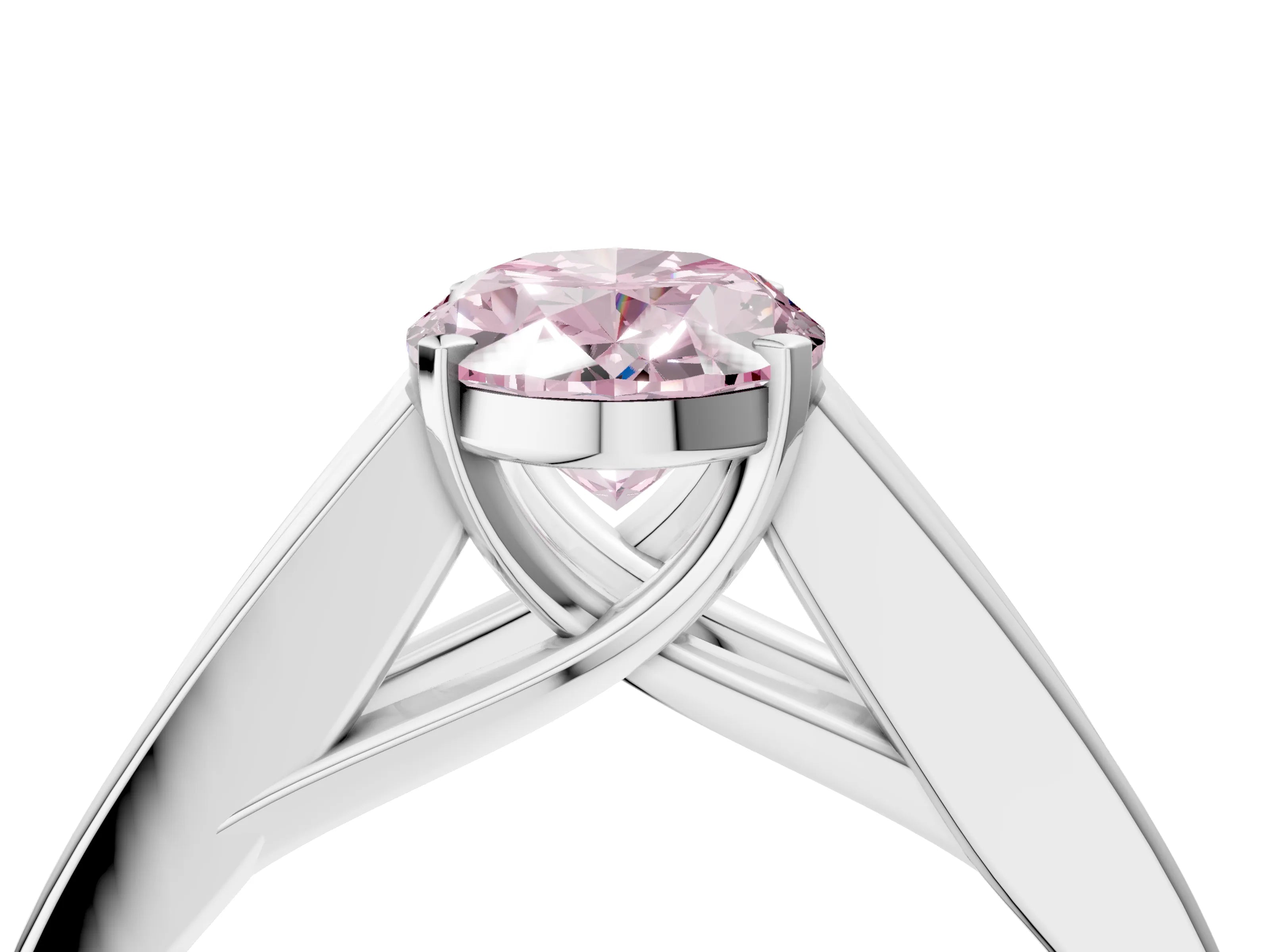 White gold Fancy Pink Oval Cut Cut Channel Set Solitaire Ring with Four-Prong Setting_4