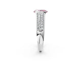 White gold Fancy Pink Oval Cut Cut Diamond Channel Set Pave Band with Tension Prong Setting_2