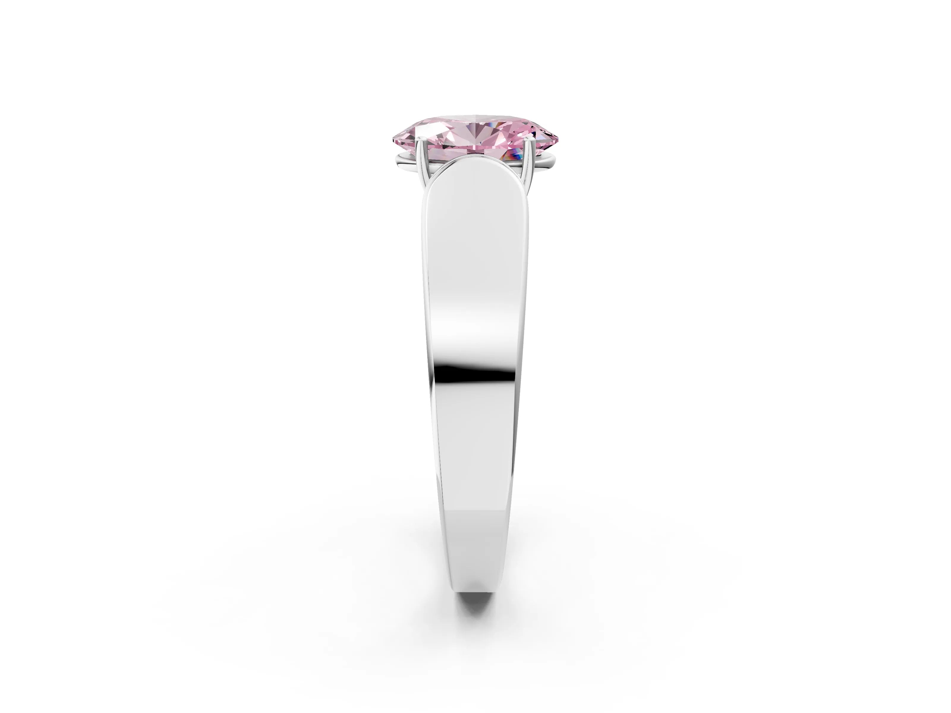 White gold Fancy Pink Oval Cut Cut Diamond Channel Set Solitaire Ring with Four-Prong Setting_110