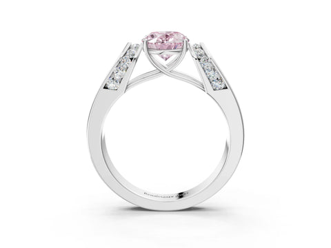 White gold Fancy Pink Oval Cut Cut Diamond Channel Set Solitaire Ring with Four-Prong Setting_111