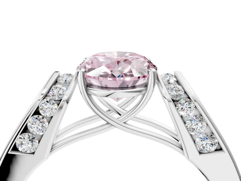 White gold Fancy Pink Oval Cut Cut Diamond Channel Set Solitaire Ring with Four-Prong Setting_112