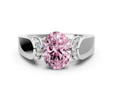 White gold Fancy Pink Oval Cut Cut Diamond Channel Set Solitaire Ring with Four-Prong Setting_142