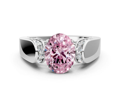White gold Fancy Pink Oval Cut Cut Diamond Channel Set Solitaire Ring with Four-Prong Setting_142