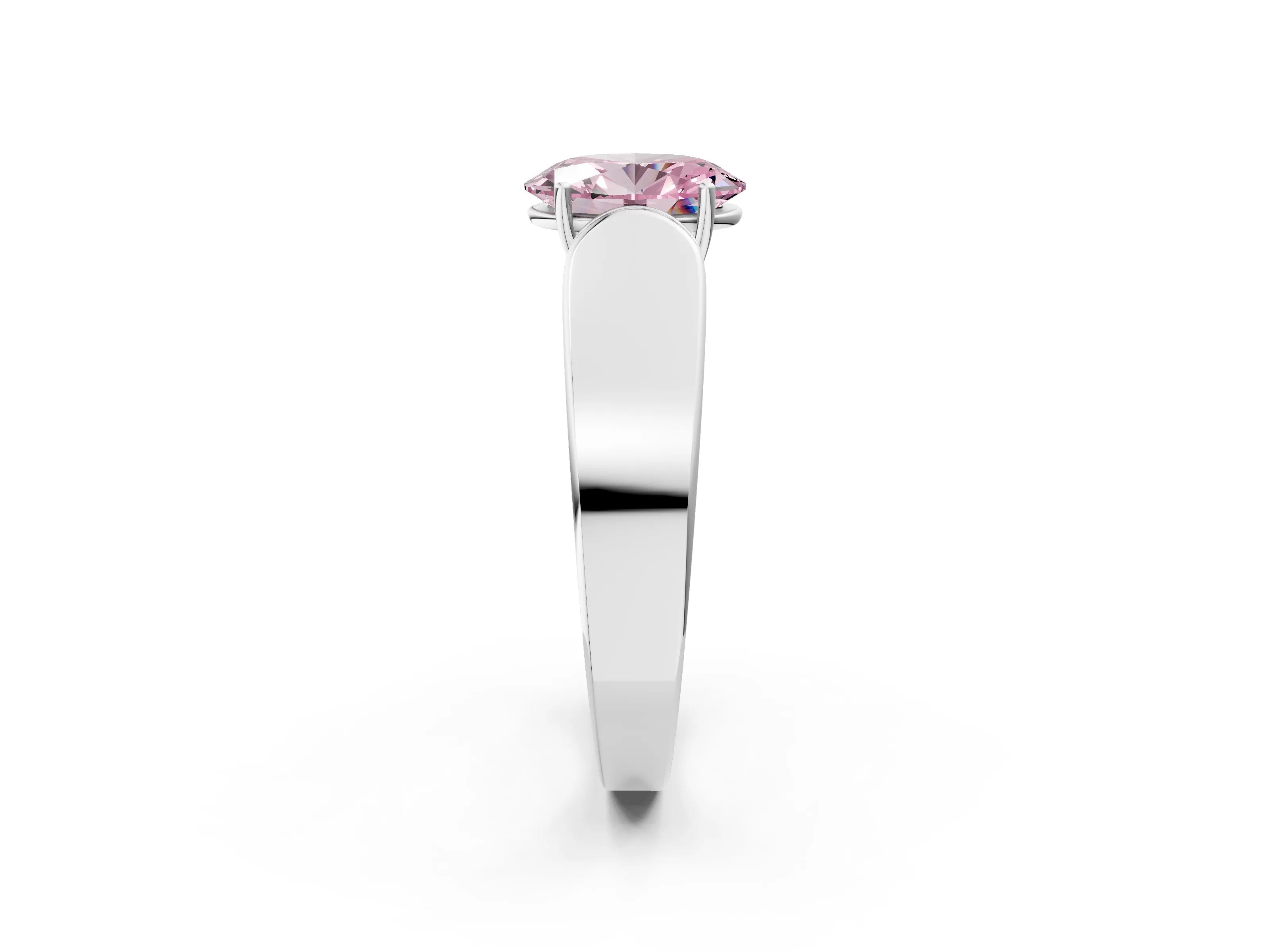White gold Fancy Pink Oval Cut Cut Diamond Channel Set Solitaire Ring with Four-Prong Setting_146
