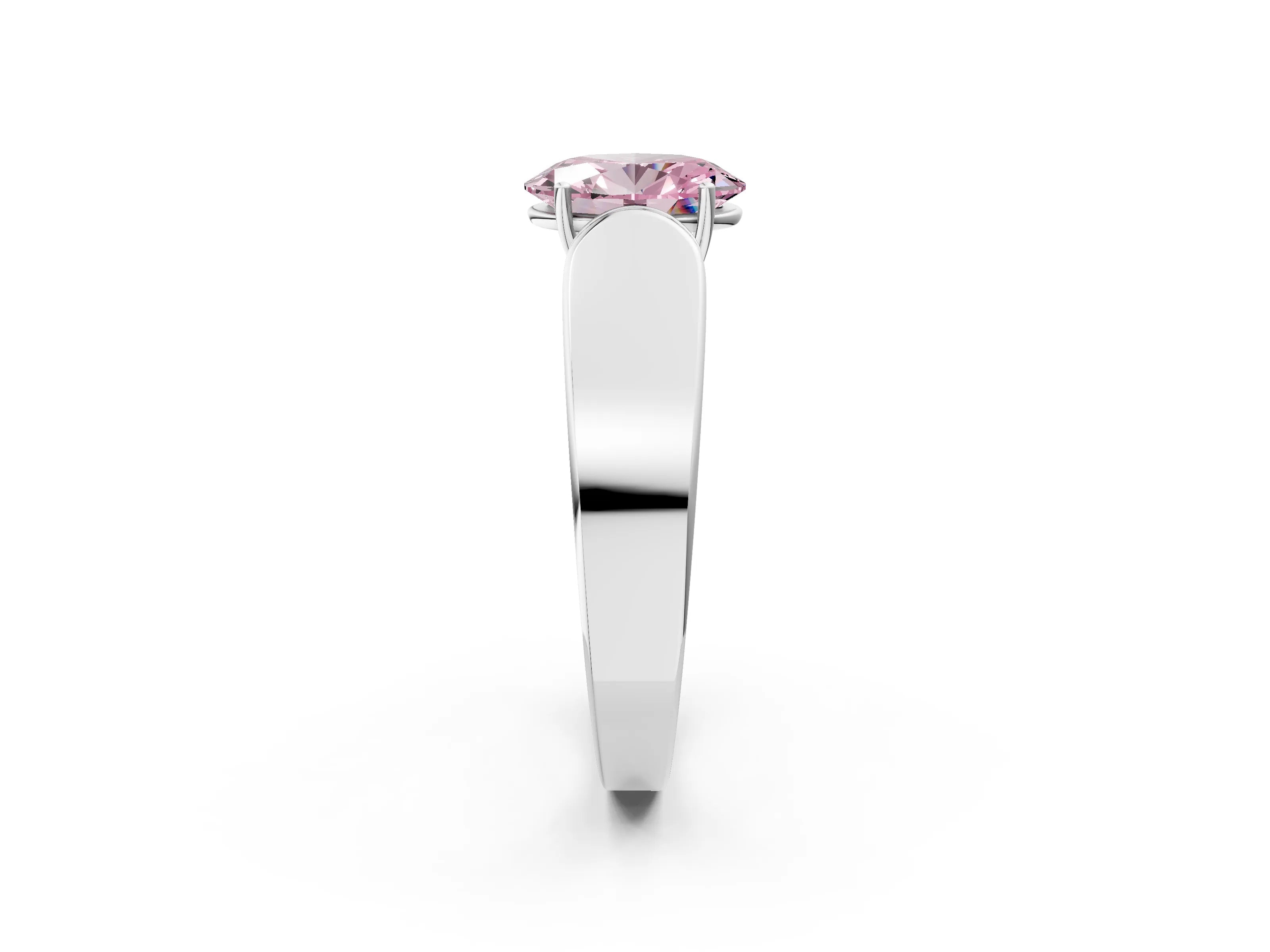 White gold Fancy Pink Oval Cut Cut Diamond Channel Set Solitaire Ring with Four-Prong Setting_176