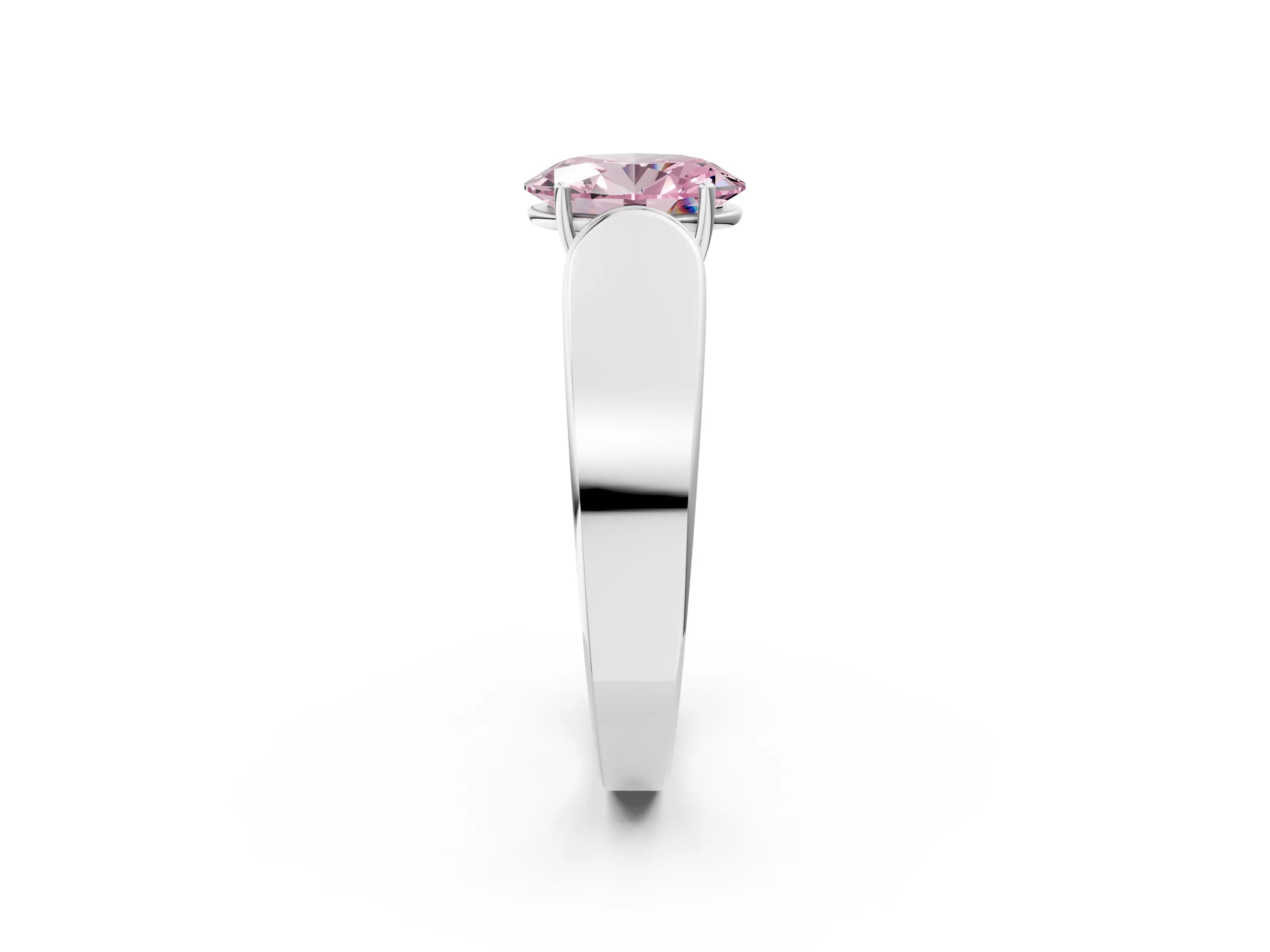 White gold Fancy Pink Oval Cut Cut Diamond Channel Set Solitaire Ring with Four-Prong Setting_2