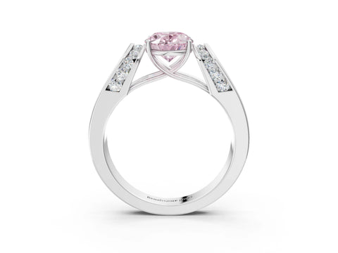 White gold Fancy Pink Oval Cut Cut Diamond Channel Set Solitaire Ring with Four-Prong Setting_3