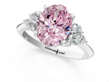 White gold Fancy Pink Oval Cut Cut Diamond Cluster Ring with Solitaire Band and Four-Prong Setting_13