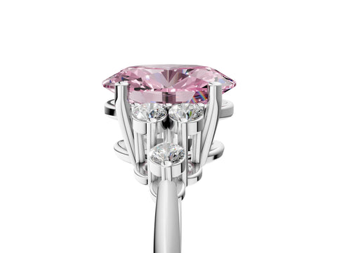 White gold Fancy Pink Oval Cut Cut Diamond Cluster Ring with Solitaire Band and Four-Prong Setting_17