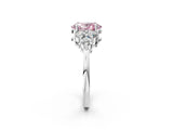 White gold Fancy Pink Oval Cut Cut Diamond Cluster Ring with Solitaire Band and Four-Prong Setting_2