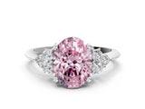 White gold Fancy Pink Oval Cut Cut Diamond Cluster Ring with Solitaire Band and Four-Prong Setting_38