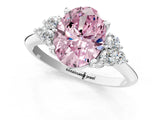 White gold Fancy Pink Oval Cut Cut Diamond Cluster Ring with Solitaire Band and Four-Prong Setting_39