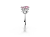 White gold Fancy Pink Oval Cut Cut Diamond Cluster Ring with Solitaire Band and Four-Prong Setting_40