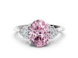 White gold Fancy Pink Oval Cut Cut Diamond Cluster Ring with Solitaire Band and Four-Prong Setting_48