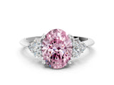 White gold Fancy Pink Oval Cut Cut Diamond Cluster Ring with Solitaire Band and Four-Prong Setting_48