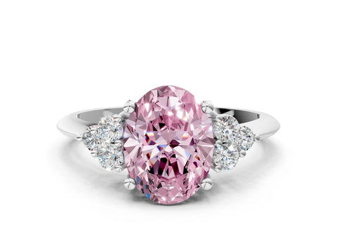 White gold Fancy Pink Oval Cut Cut Diamond Cluster Ring with Solitaire Band and Four-Prong Setting_48