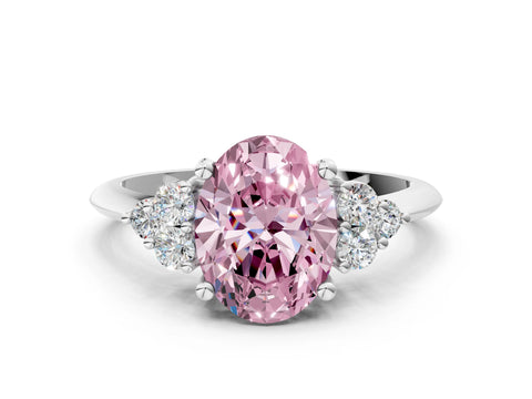 White gold Fancy Pink Oval Cut Cut Diamond Cluster Ring with Solitaire Band and Four-Prong Setting_48